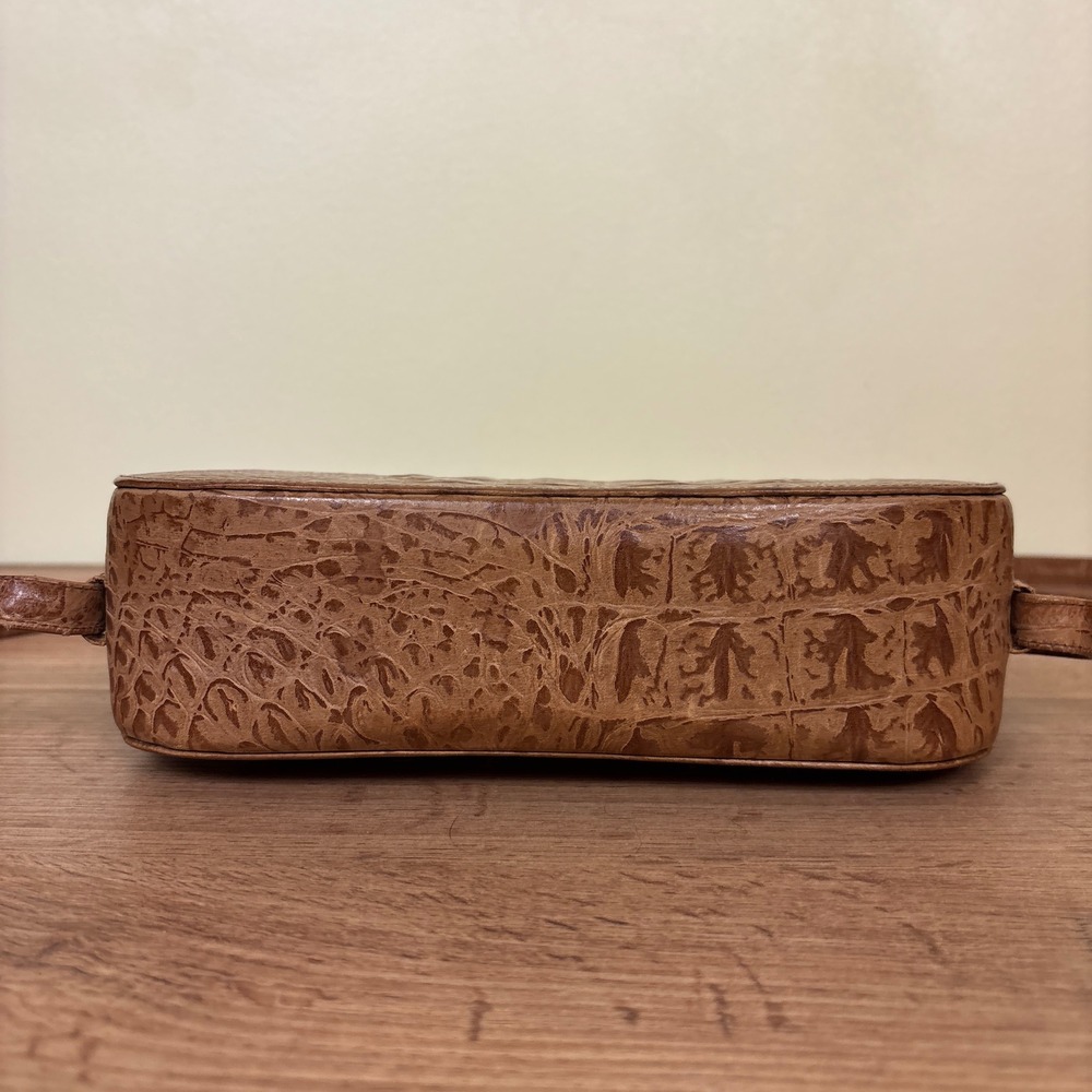 BARBARA BOLAN TOO 1980s Vintage Crocodile Sling Bag Cognac Brown Women Small - Picture 8 of 12